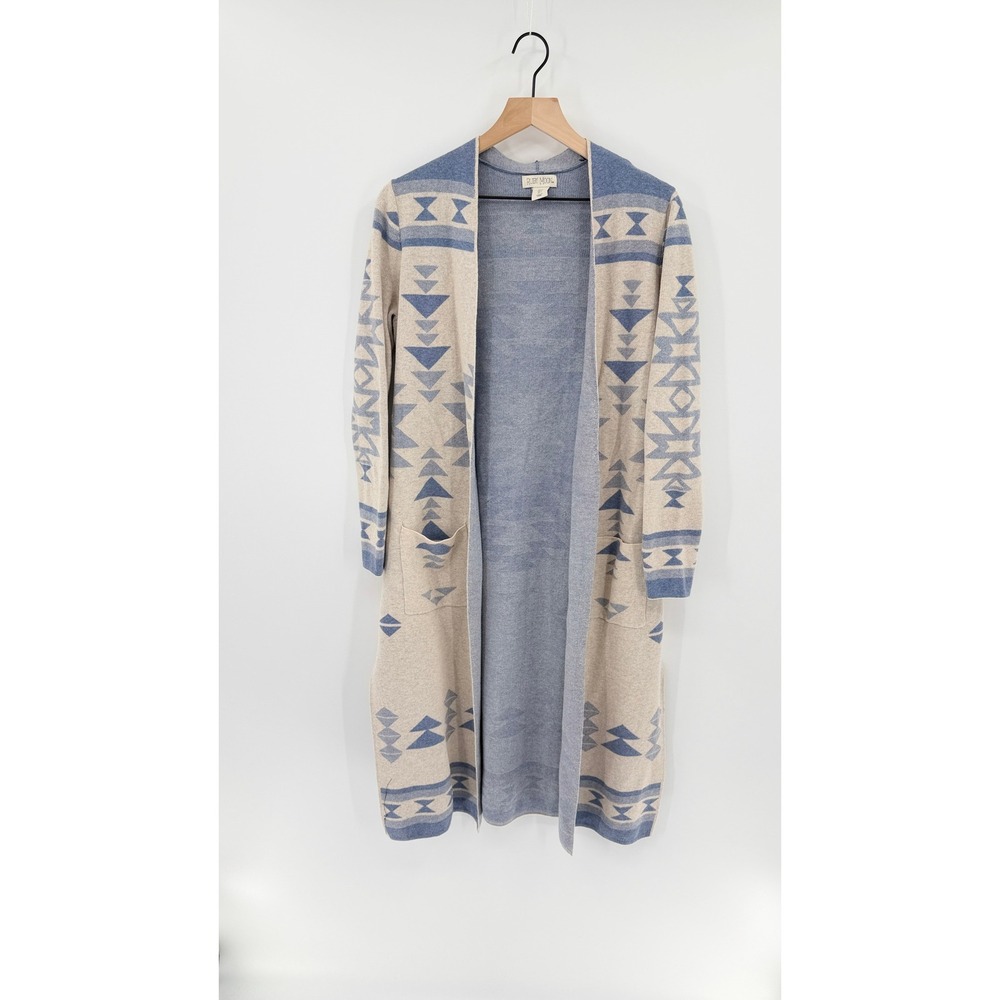 Ruby Moon Size L Southwestern Aztec Boho Long Open Front Duster Cardigan Tribal